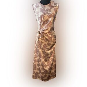 SAIPH Floral Sleeveless Maxi Dress - Cream and Brown Size Medium New